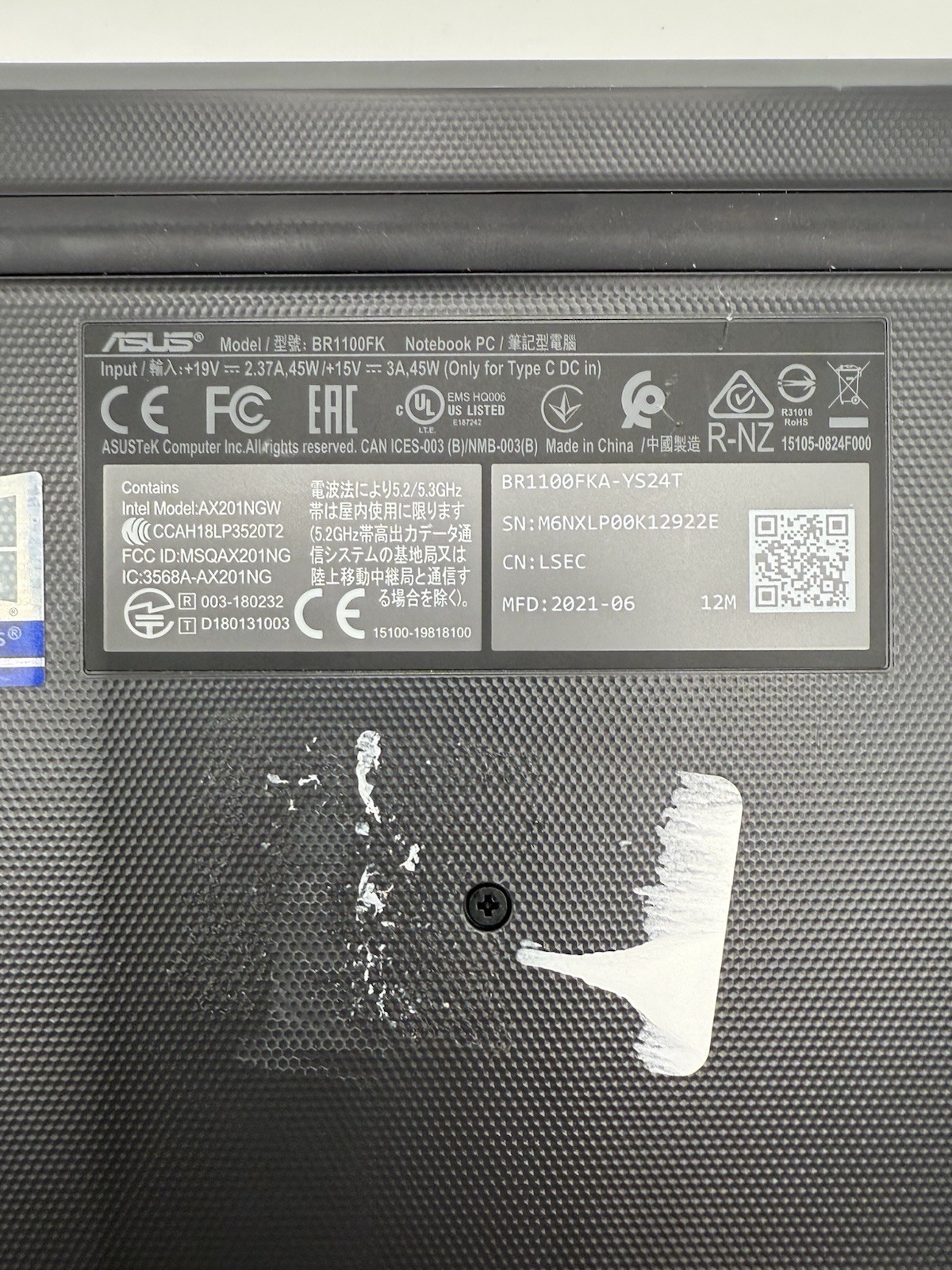 ASUS BR1100FK-YS24T 11.6″ Intel AX201NGW Selling For parts Complete Unit