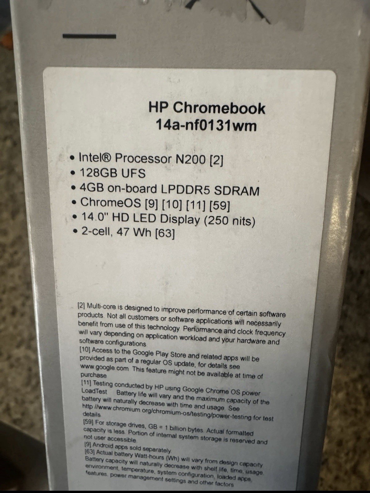 HP 14 inch HD Chromebook Laptop Intel Processor N200 4GB RAM 128GB Silver