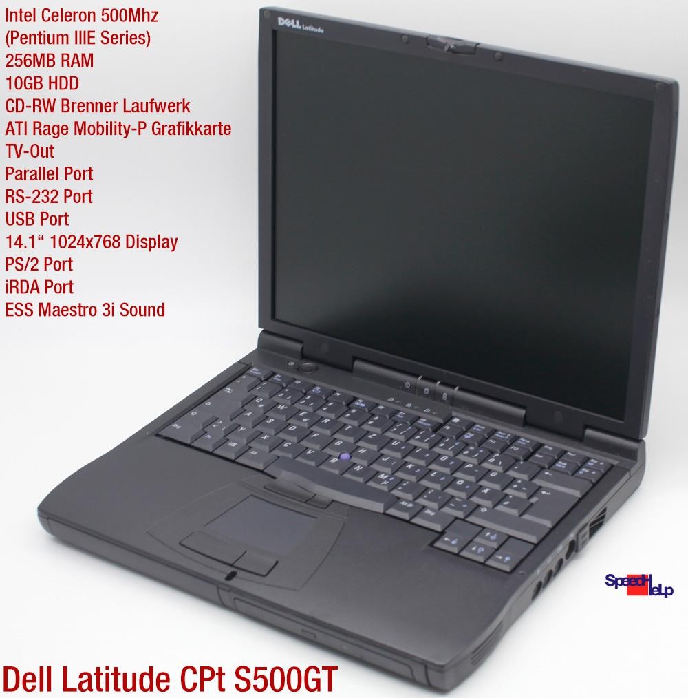 Dell Latitude Cpt S500Gt Notebook Laptop Windows 98 Parallel Port 256Mb Tv-Out