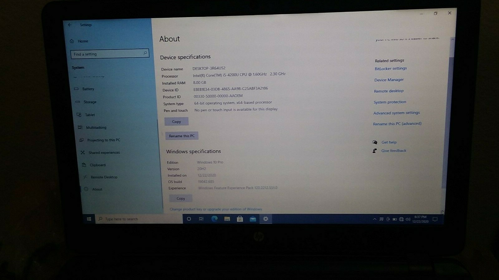HP 350 G1 Laptop Computer Intel Core i5, 8 GB RAM, 1 TB HDD