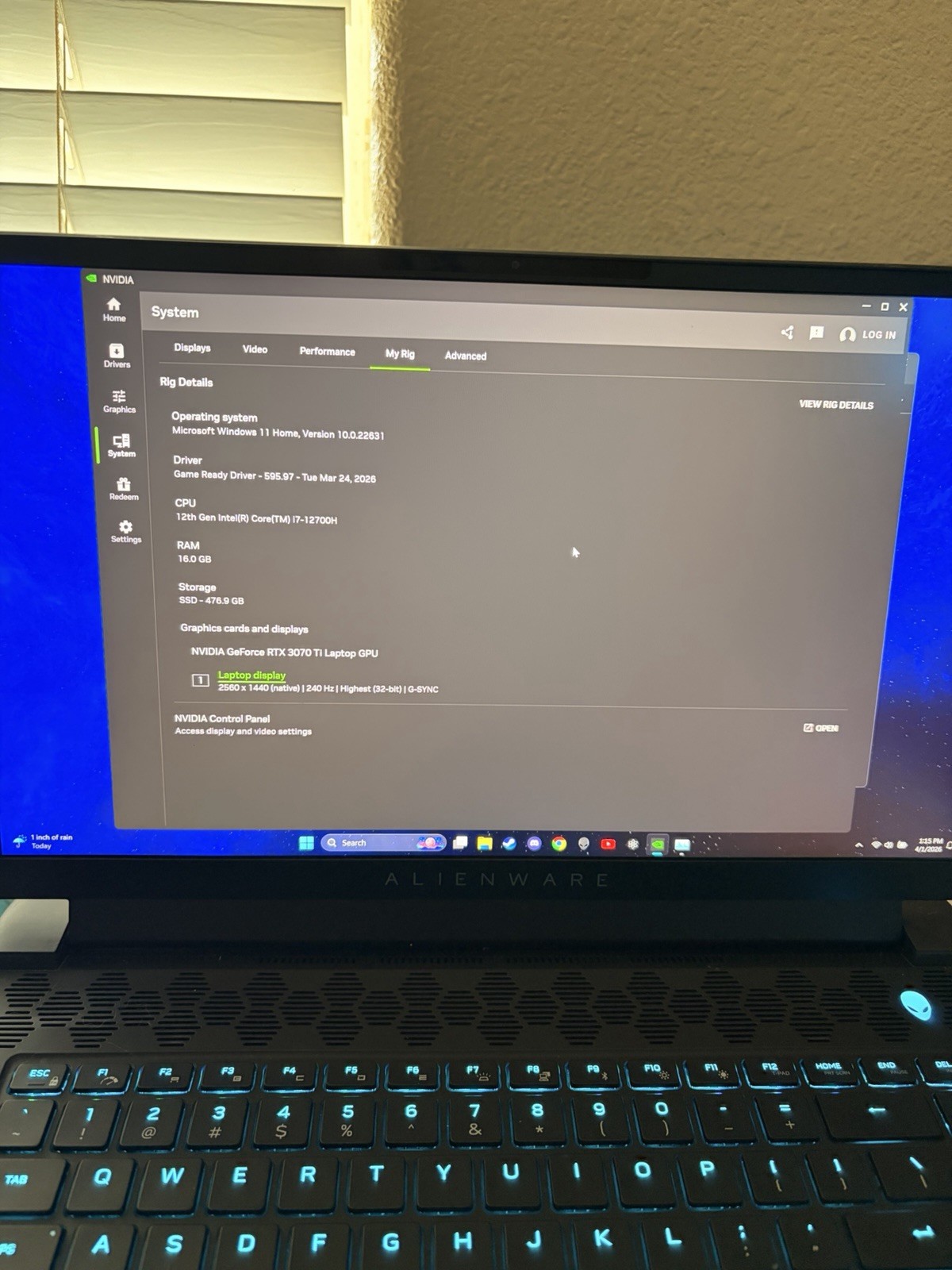 Alienware M15 R7 15.6 | i7-12700H | GeForce RTX 3070ti | 16GB DDR5 | 1440p 240hz