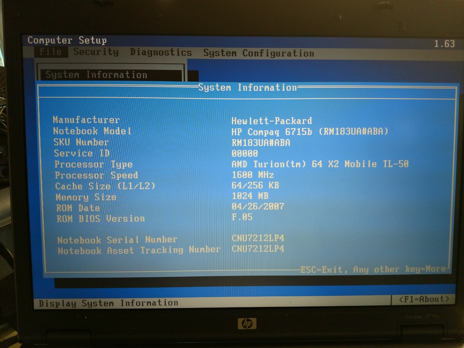 HP Compaq 6715b AMD Turion 1.6GHz,1024Mb,Bluetooth+Wi-Fi(NO HDD,caddy,Opt.Dr,AC)