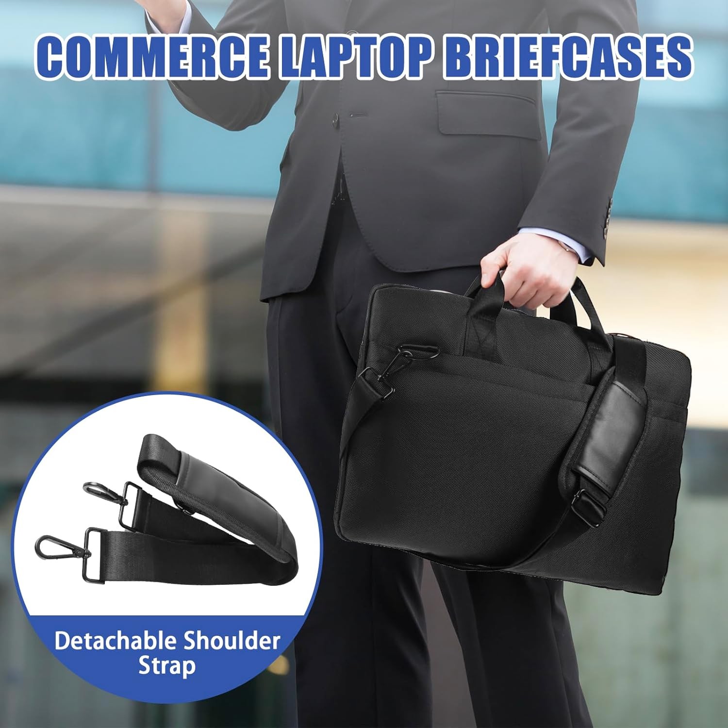 Premium Black Laptop Briefcase Fits Dell, HP, ASUS, MacBook Pro, 17.3-18.4 Inch