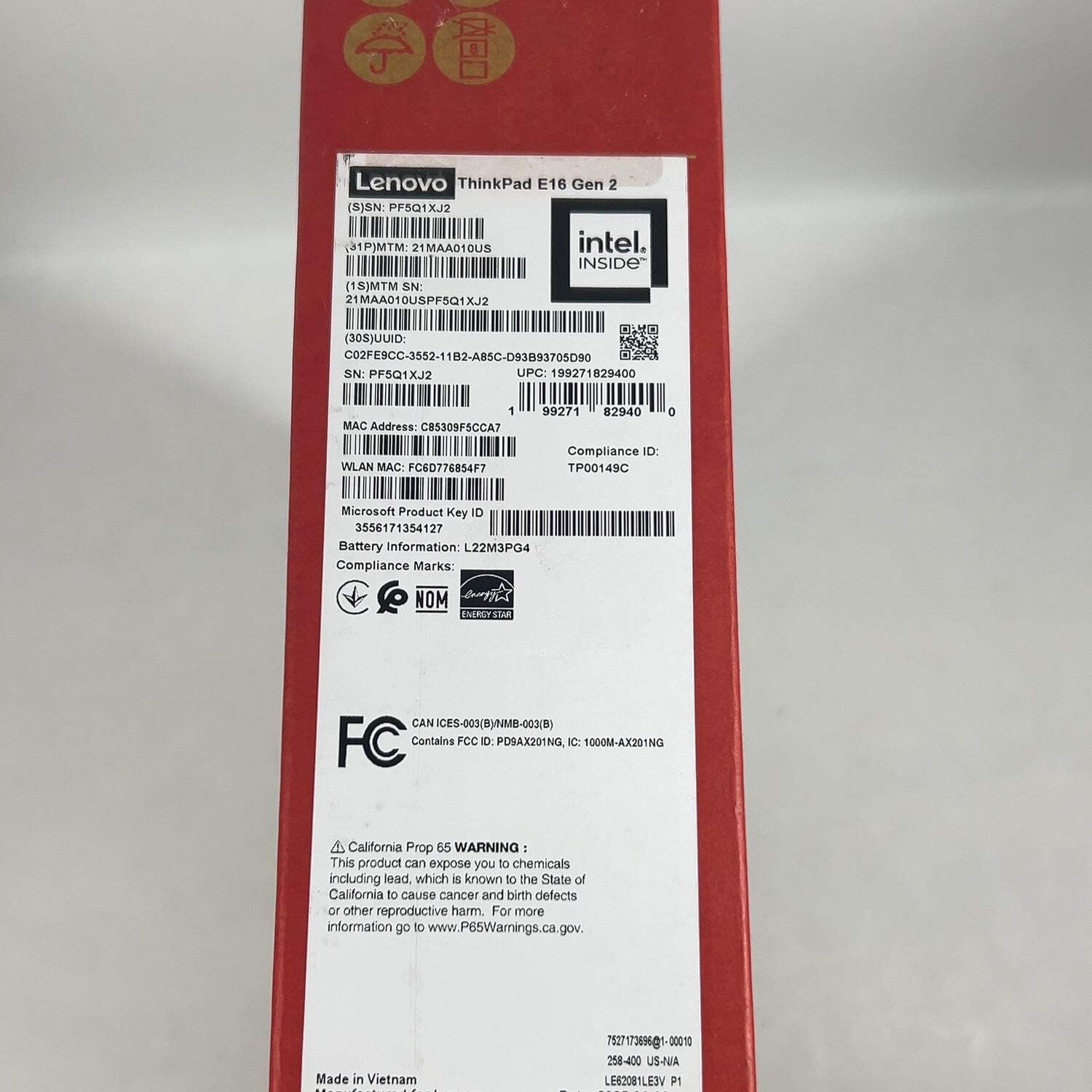 Lenovo ThinkPad E16 Gen 2 16″ Core Ultra 7 155U 1.7GHz 32GB RAM 1TB SSD
