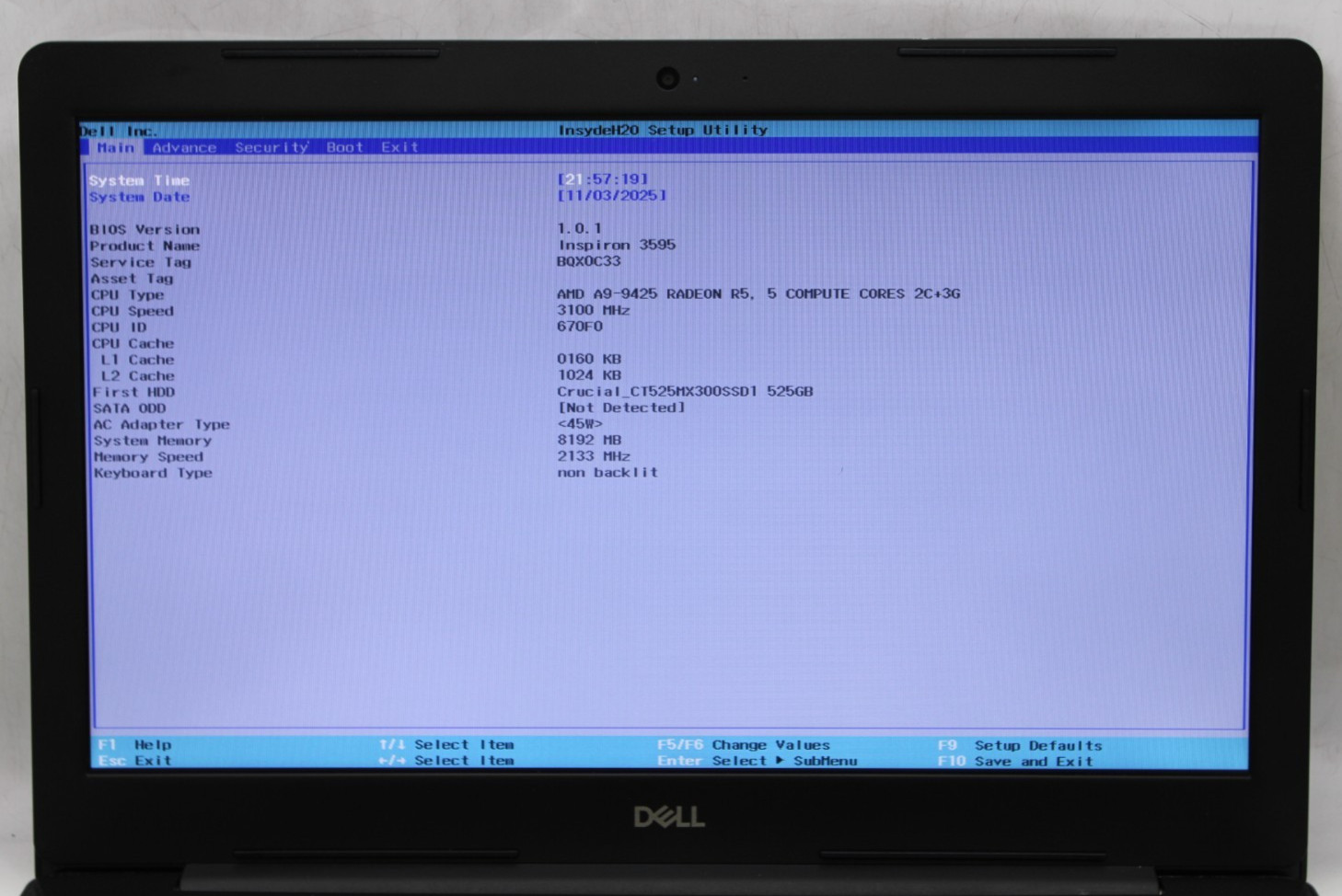 Dell Inspiron 3595-AMD A9-9425@3.1GHz-8GB DDR4 RAM-525GB SATA-NO OS*USED/TESTED*