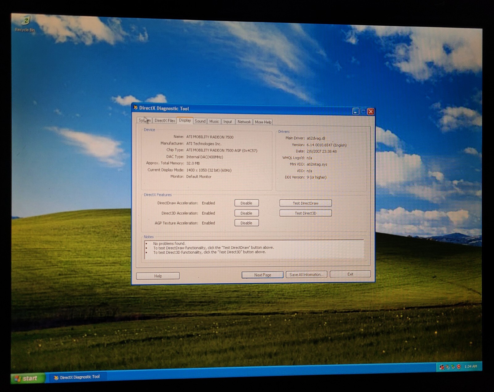 IBM ThinkPad A31 Laptop Notebook 2652-Q3U 1.5GB 40GB XPPro Radeon 7500 1400×1050