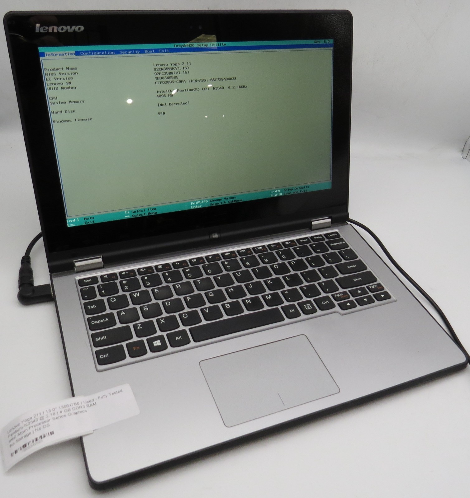 Lenovo Yoga 211-13″-Pentium-N3540@2.16GHz-4GB DDR3 RAM- NO OS-NO STORAGE