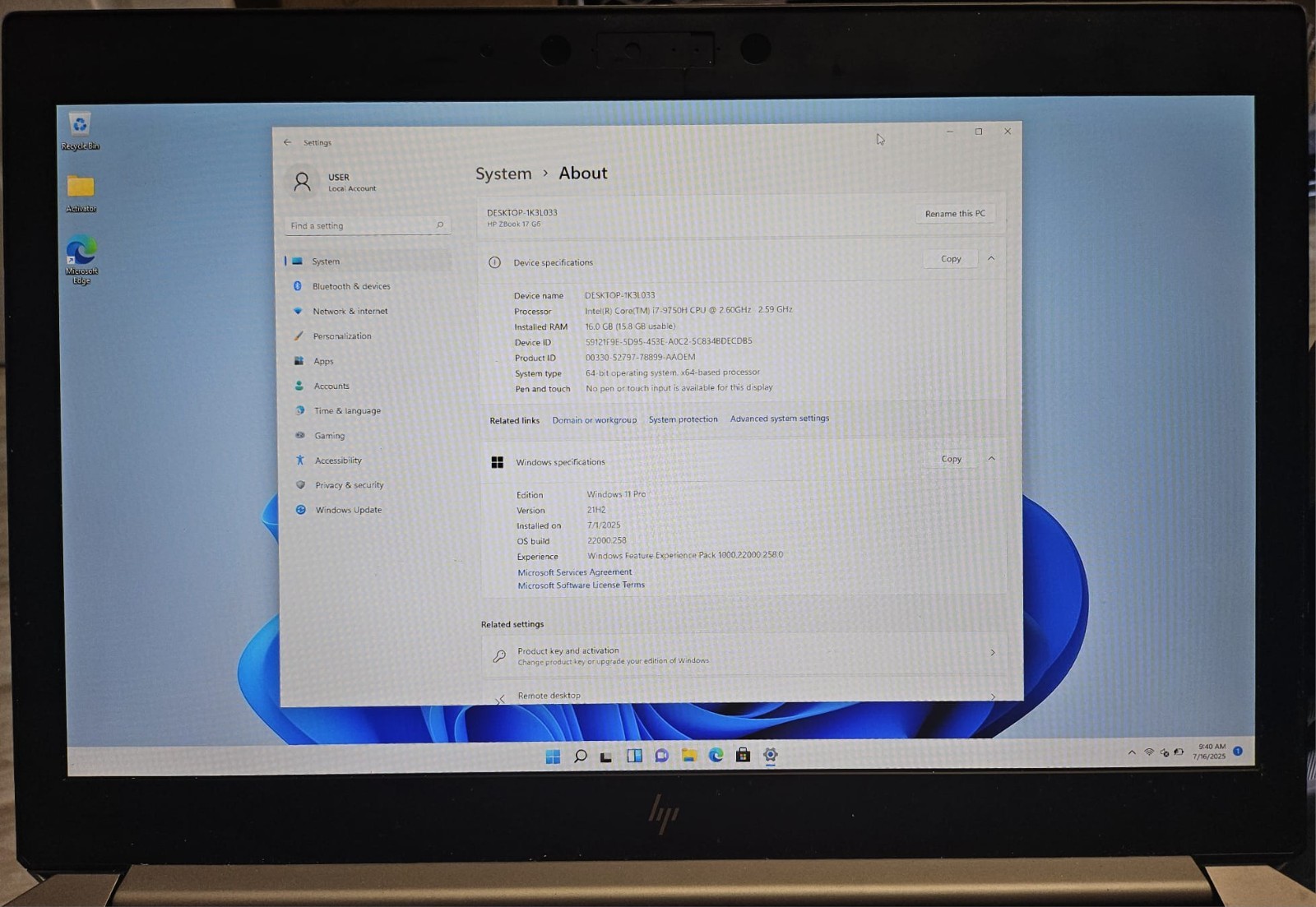 HP Zbook 17 G6 Laptop with I7-9th Gen CPU, 16GB, 512GB SSD, and T1000 4GB GPU.