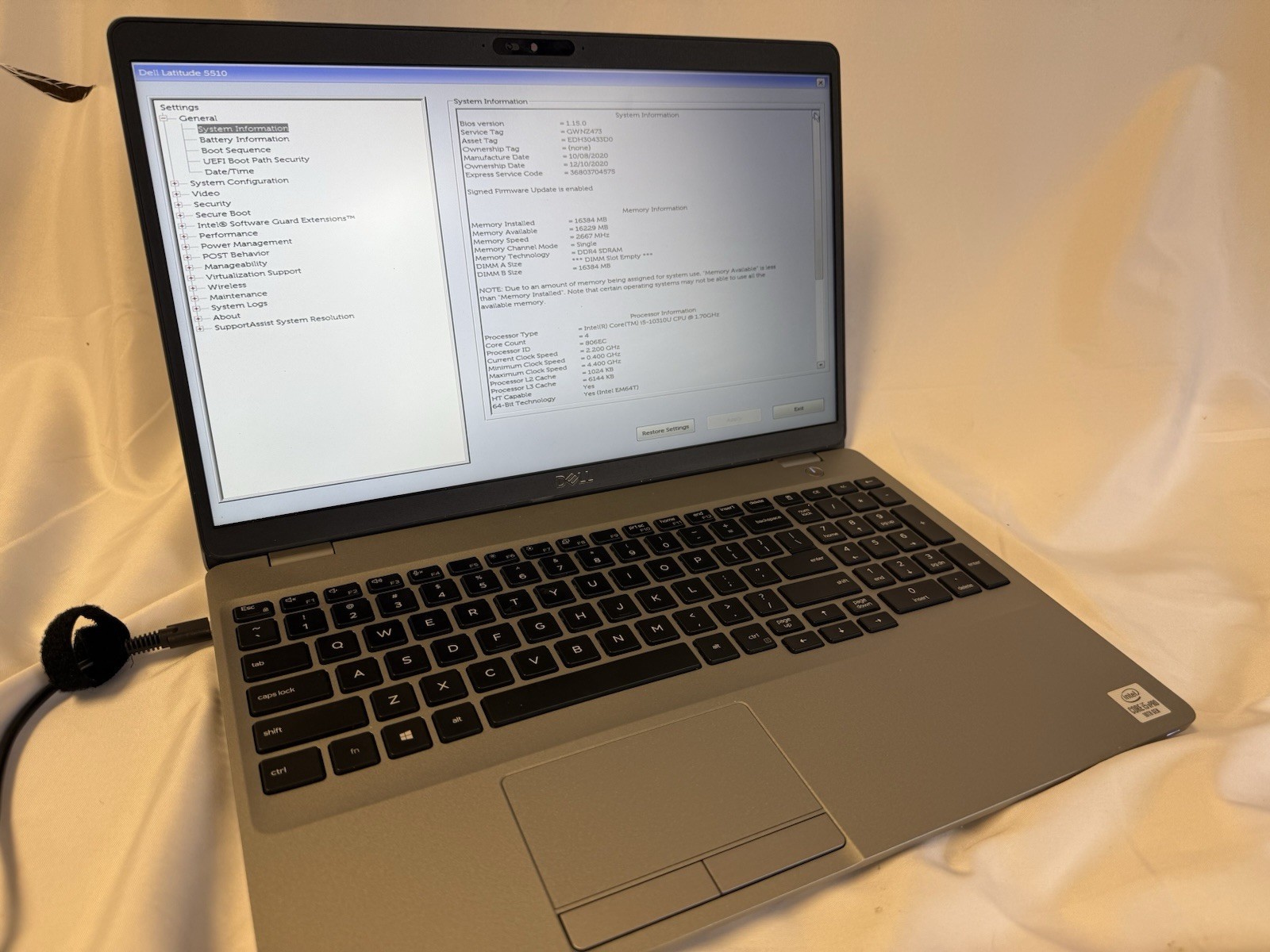DELL LATITUDE 5510 | CORE I5-10310U | 256GB | 16GB | NO OS/POWER ADAPTER