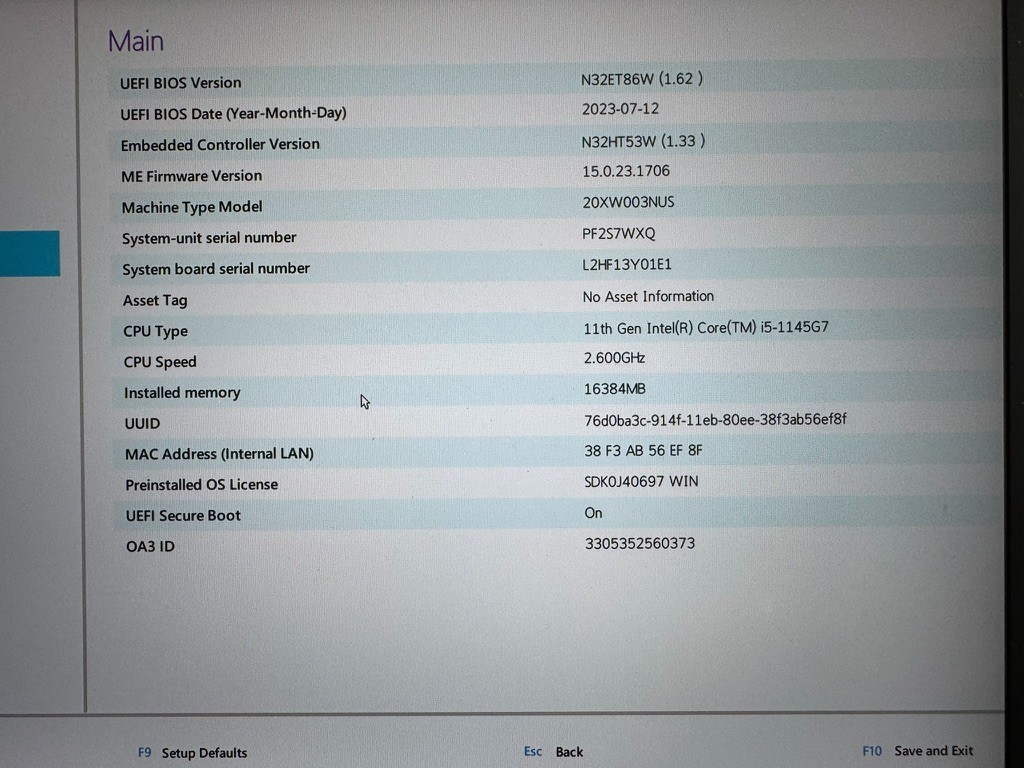 Lenovo ThinkPad X1 Carbon Gen 9 Laptop Intel Core i5-1145G7 16GB RAM – No SSD