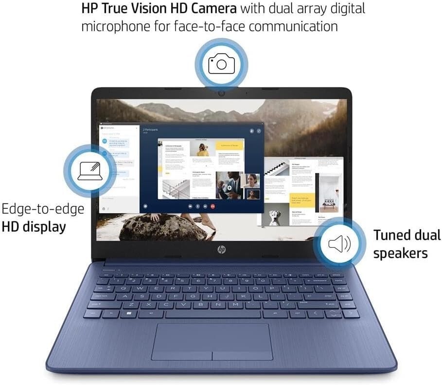 HP 2024 Newest Laptop 14″HD Intel 4-Core Up to 16GB RAM & 320GB Storage Blue