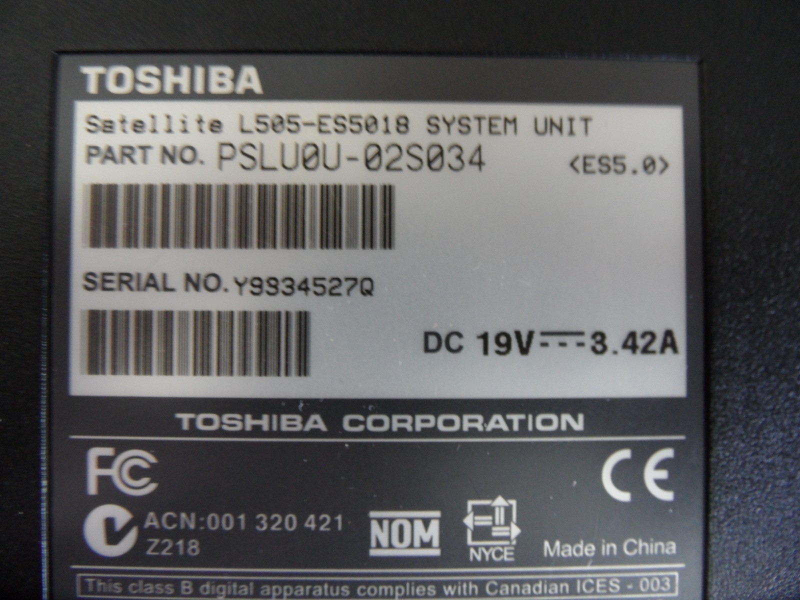 Toshiba Satellite L505 L505-ES5018 Laptop For Parts Posted Bios No Hard Drive *