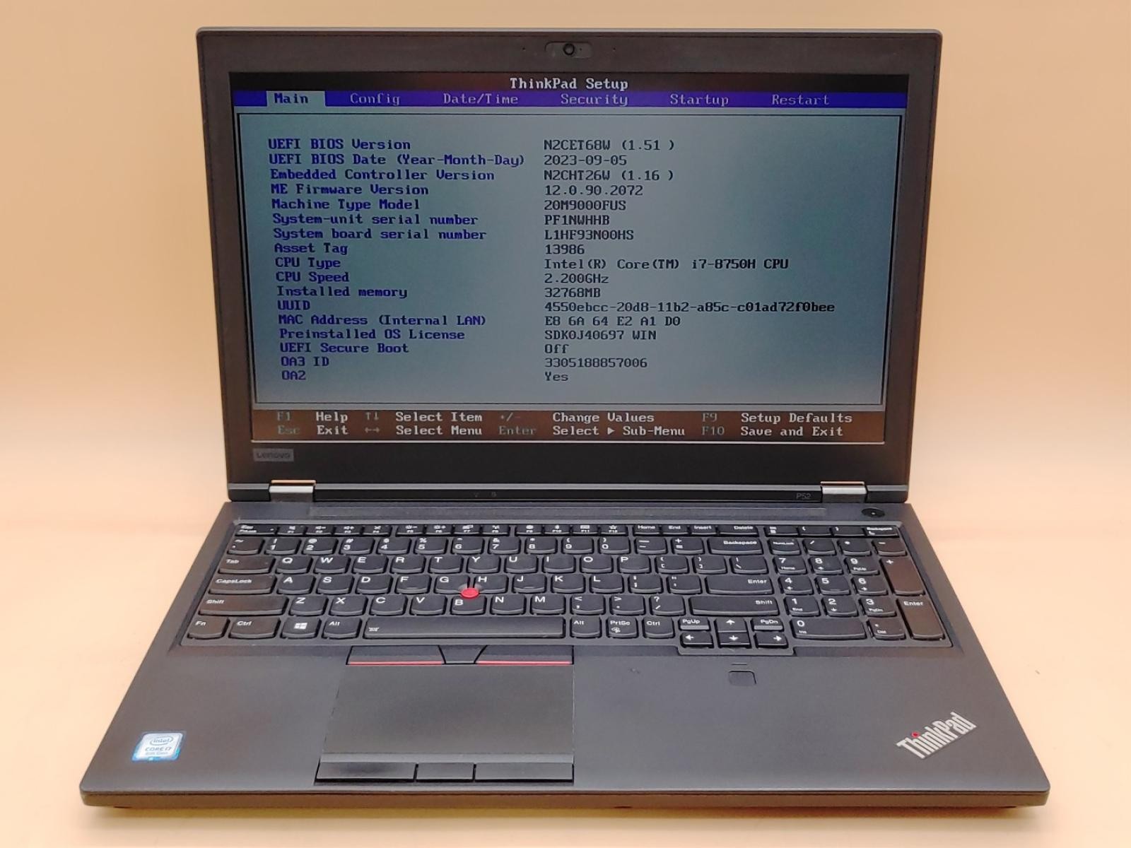 Lenovo ThinkPad P52 15.6″ Intel i7-8750H 32GB 512GB Quadro P1000 **NO OS/NO AC**
