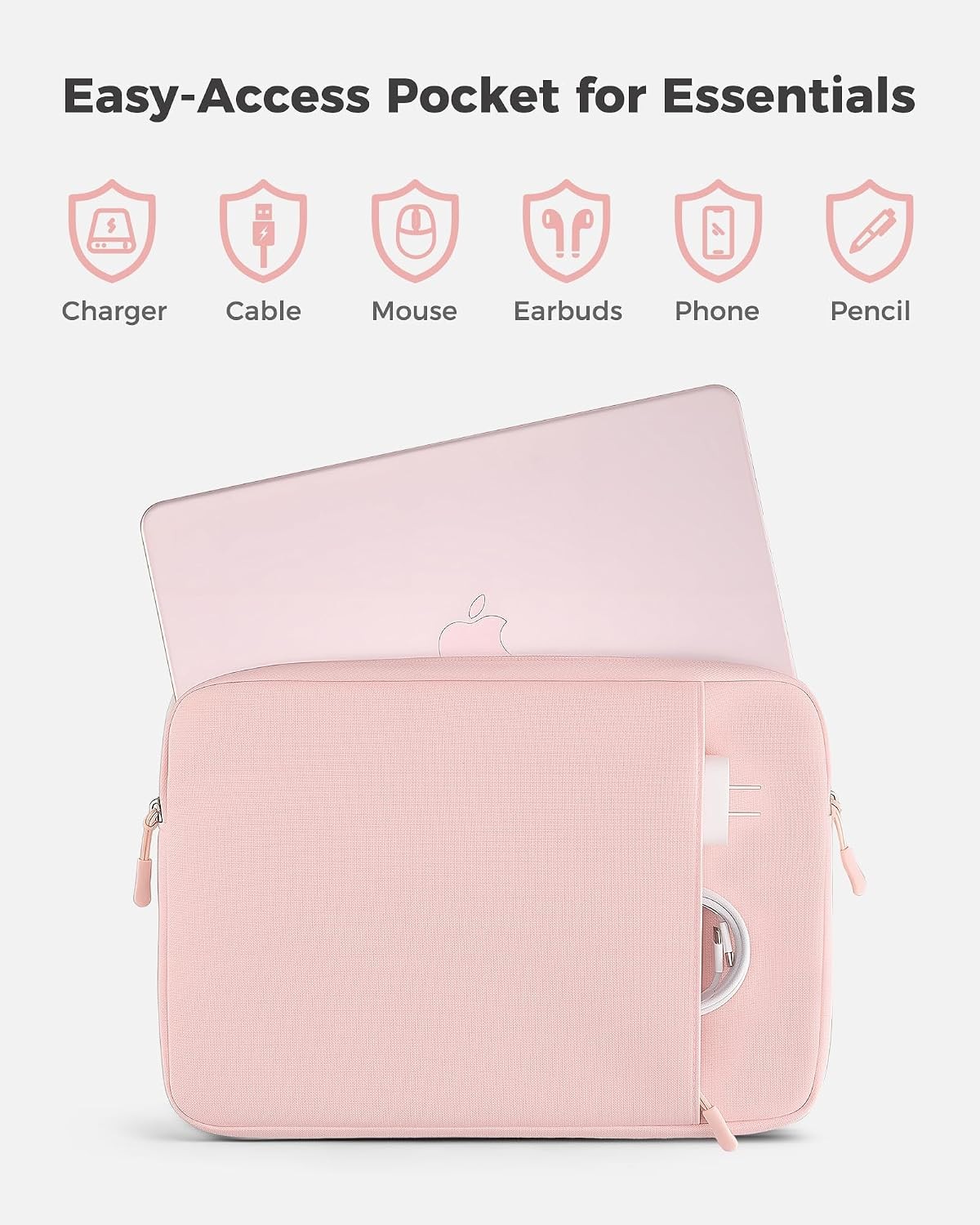 Slim Travel Sleeve for MacBook Neo 13″ 2026 (Models A3404, A18 Pro), Blush Case