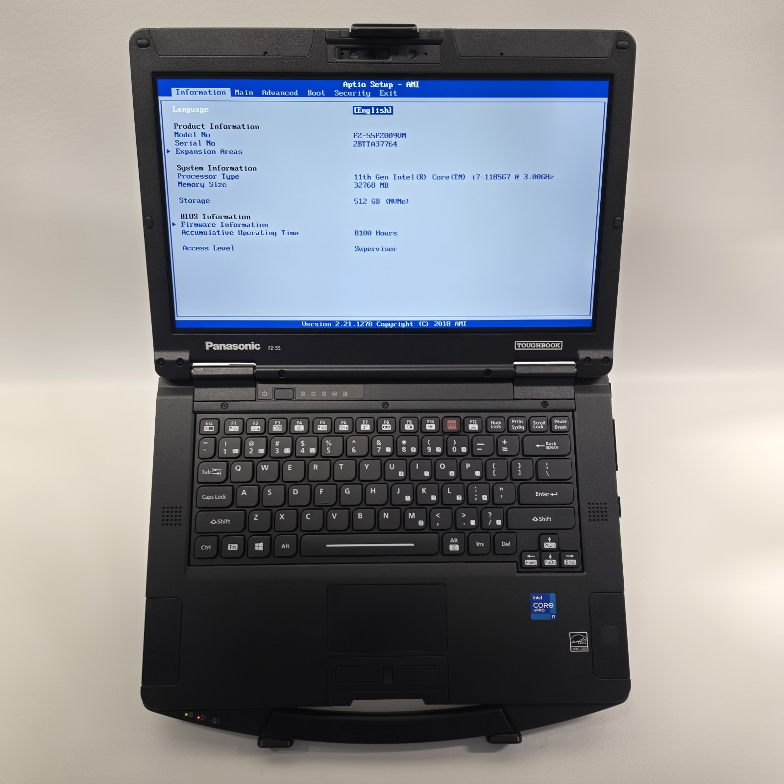 Panasonic Toughbook FZ-55 MK2 FHD Touch I7-1185G7 32GB 512 NO OS/AC