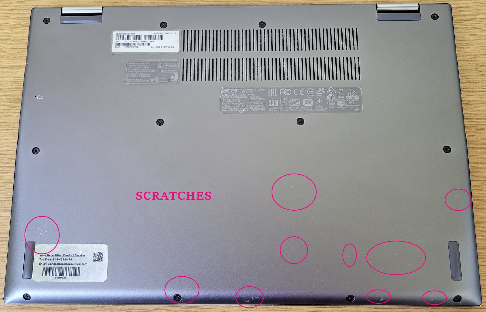 ACER Spin SP513-52N i5-8250U 1.60GHz 8GB 256GB NVMe 360Touch No OS/HDD