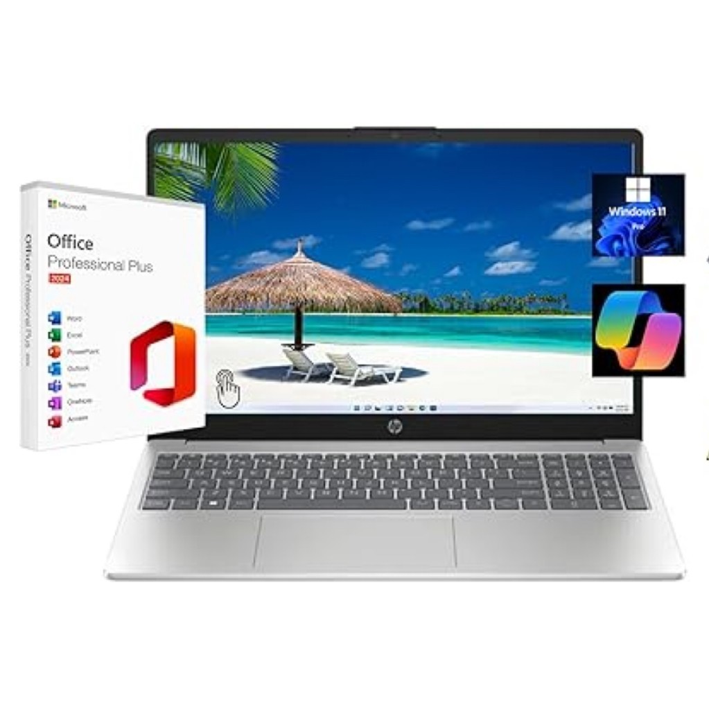 HP 15.6″ Touchscreen Laptop Core i3-1315U Silver, Win 11 Pro, Office 24 – CHOOSE