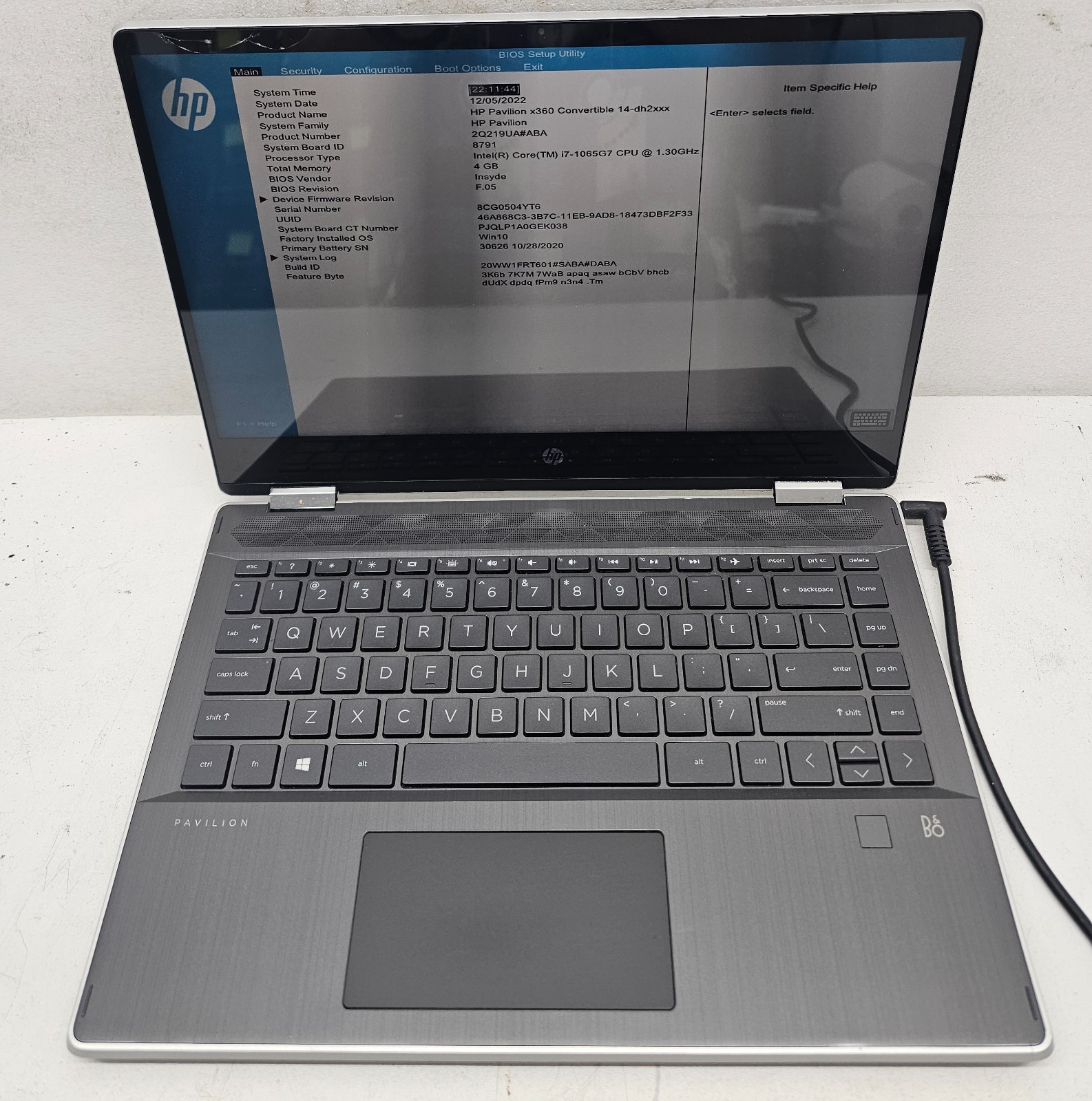 HP PAVILION X360 14-DH2034NR Laptop Intel i7-1065G7 4GB Ram NO HD/OS (FL)