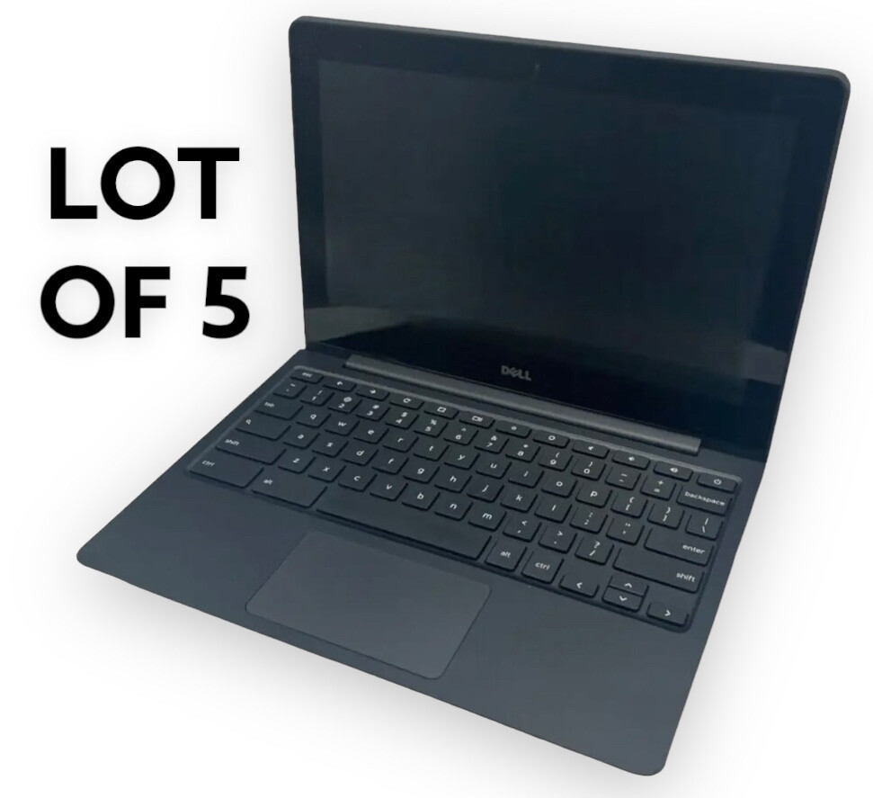 (5) Dell Chromebook 11 11.6″ Laptop Intel Celeron 2955U 4GB 16GB SSD Chrome OS