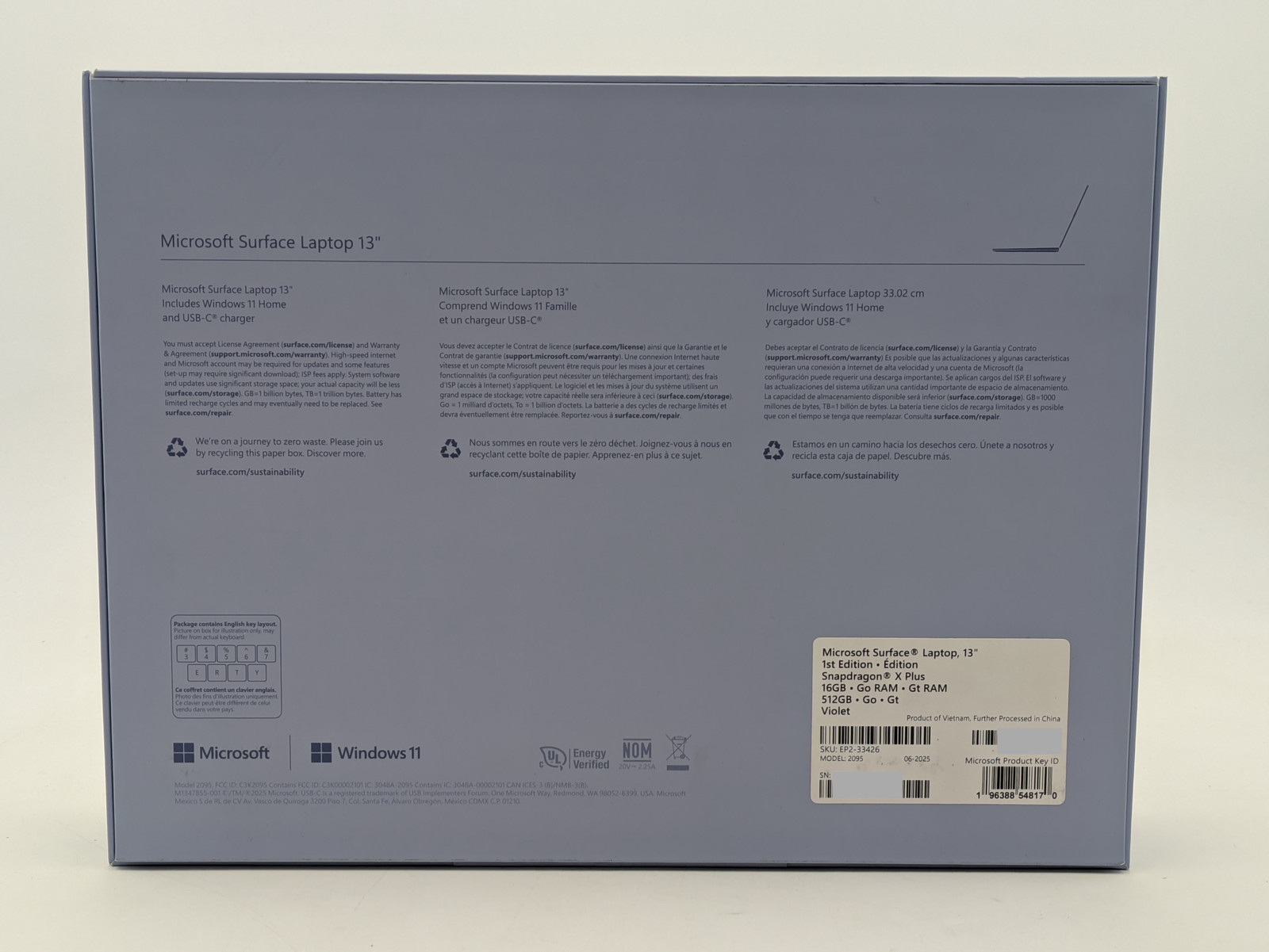 Microsoft Surface Laptop 2095 13″ Snapdragon X Plus 16GB DDR5 512GB UFS Win11H
