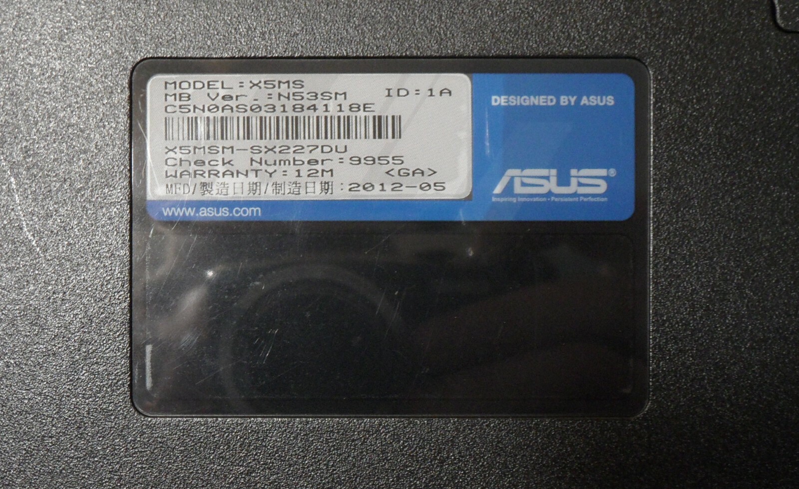 ASUS X5MS N53SM Laptop 4 Parts Booted Windows 10 1TB i7-2670QM Spanish