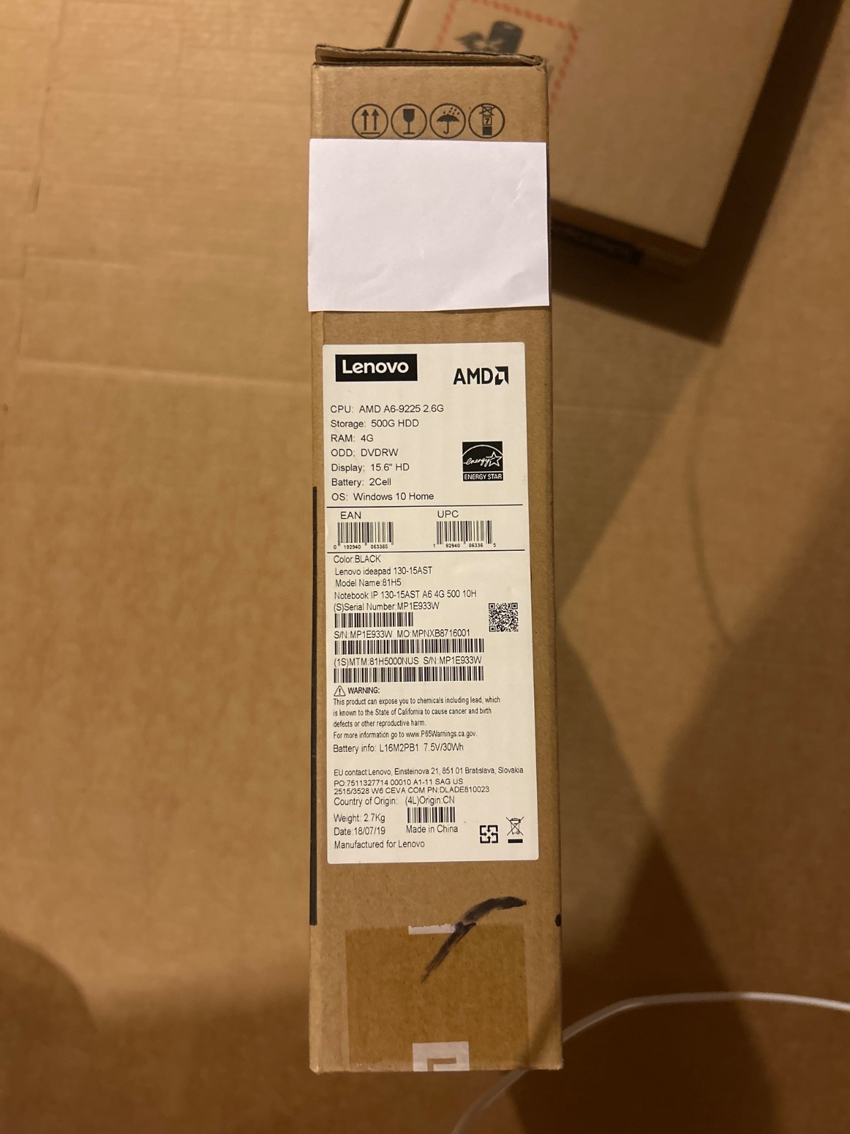 Lenovo 130-15AST 81H5000NUS 15.6″ AMD A6-9225 4GRAM 500GHDD W10H,brand New