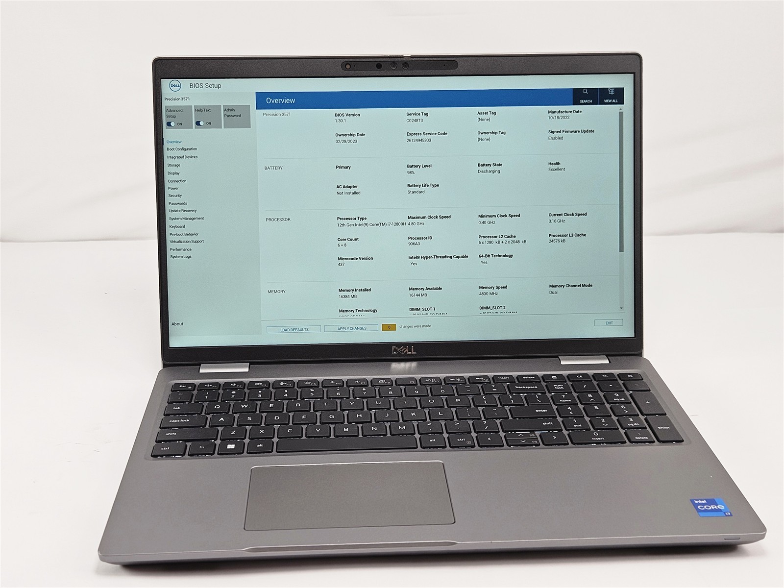 Dell 15.6″ Precision 3571 i7-12800H 16GB 512GB SSD Wi-Fi 6E BT Gray No OS
