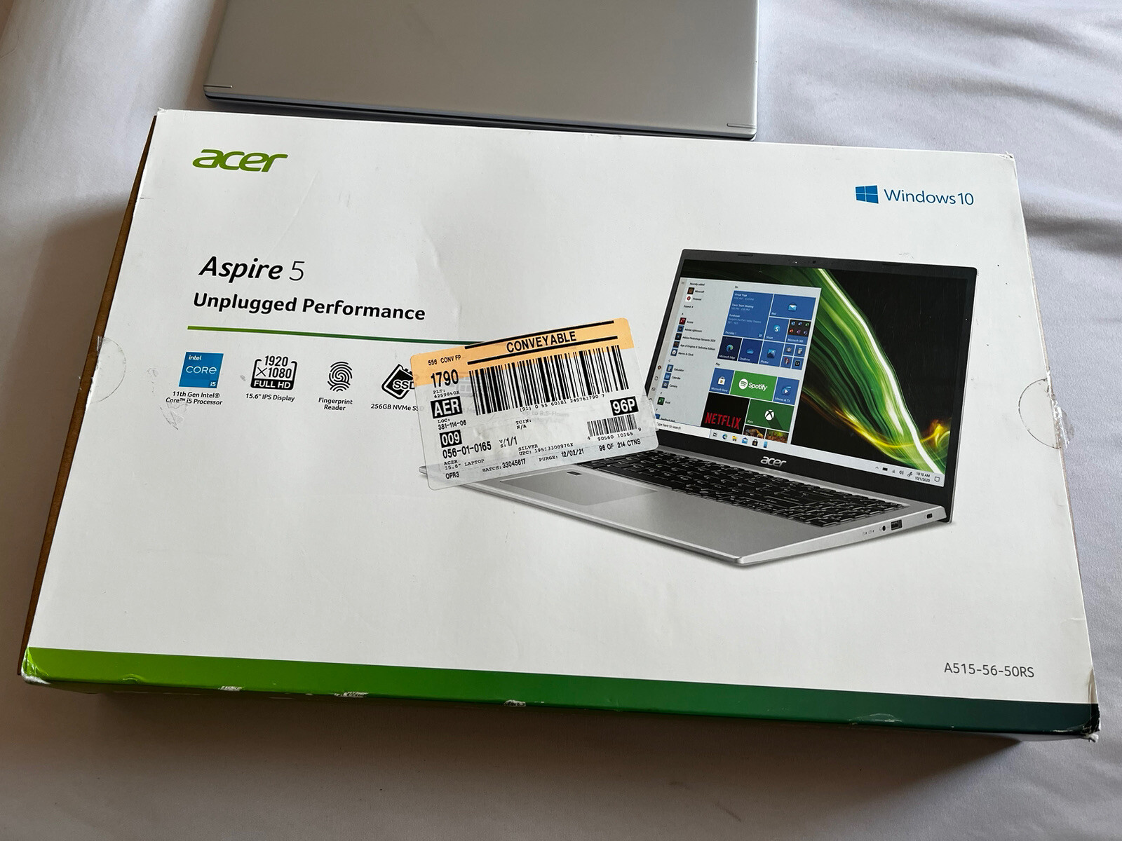 Acer Aspire 5 A515-56 15.6″ (256GB SSD, Intel Core i5 11th Gen., 4.20 GHz, 8GB)