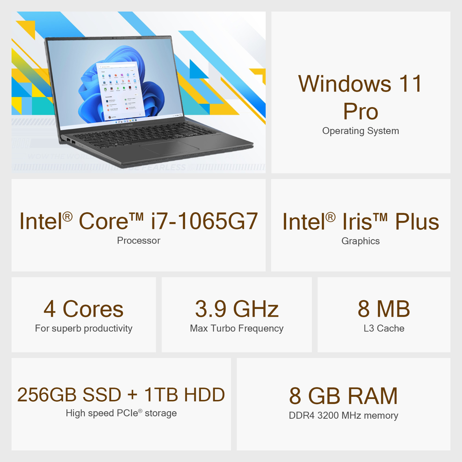 ASUS 15.6″ Touch Laptop Intel Core i7 8GB RAM+256GB SSD+1TB HDD Backlit Office