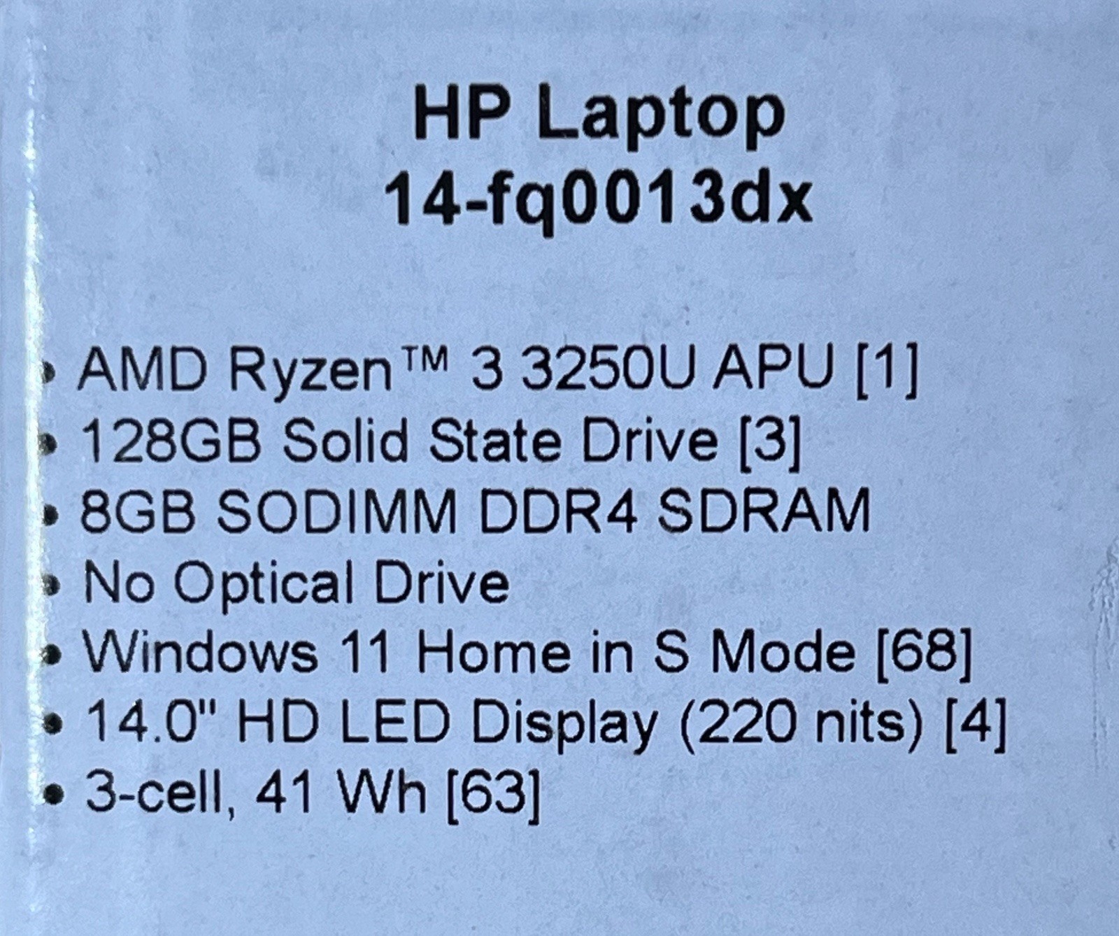 HP 14″ LAPTOP 14-FQ0033DX AMD RYZEN 3 8GB MEMORY 128GB SSD – NEW – BEST OFFER!