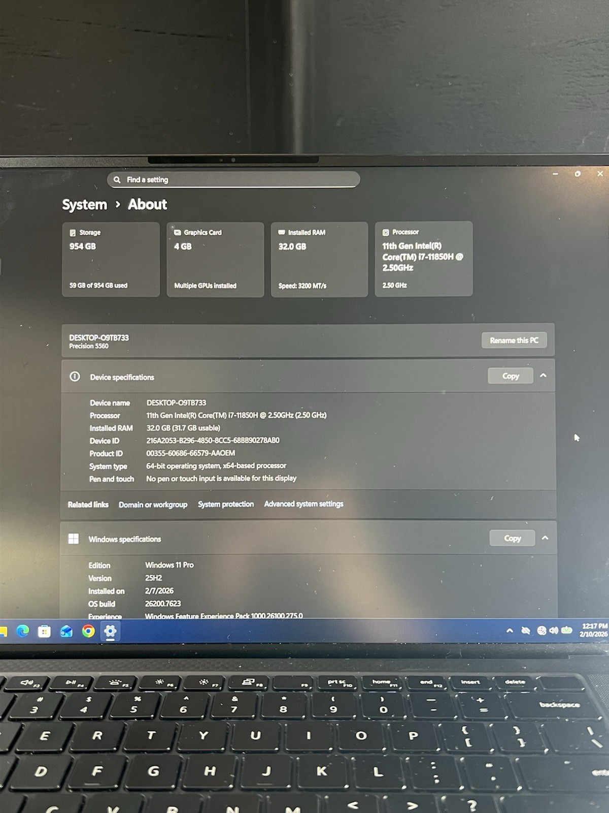Dell Precision 5560 i7-11800H 2.30GHz 32GB RAM 1TB SSD Laptop Windows 11 Pro