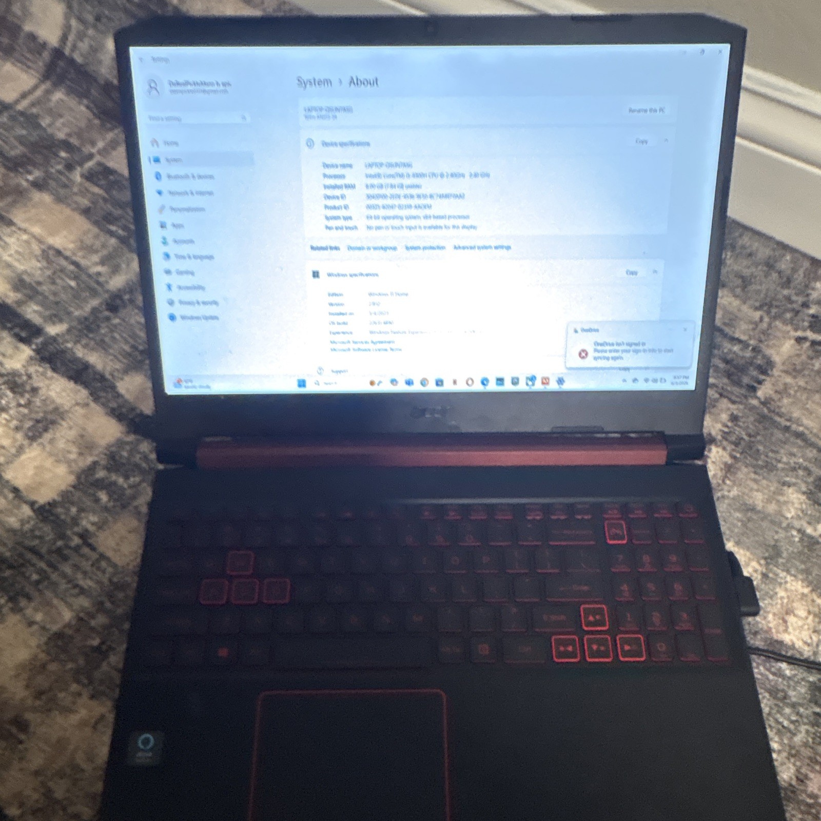 Acer Nitro 5 I5-9300H 8gb DDR4