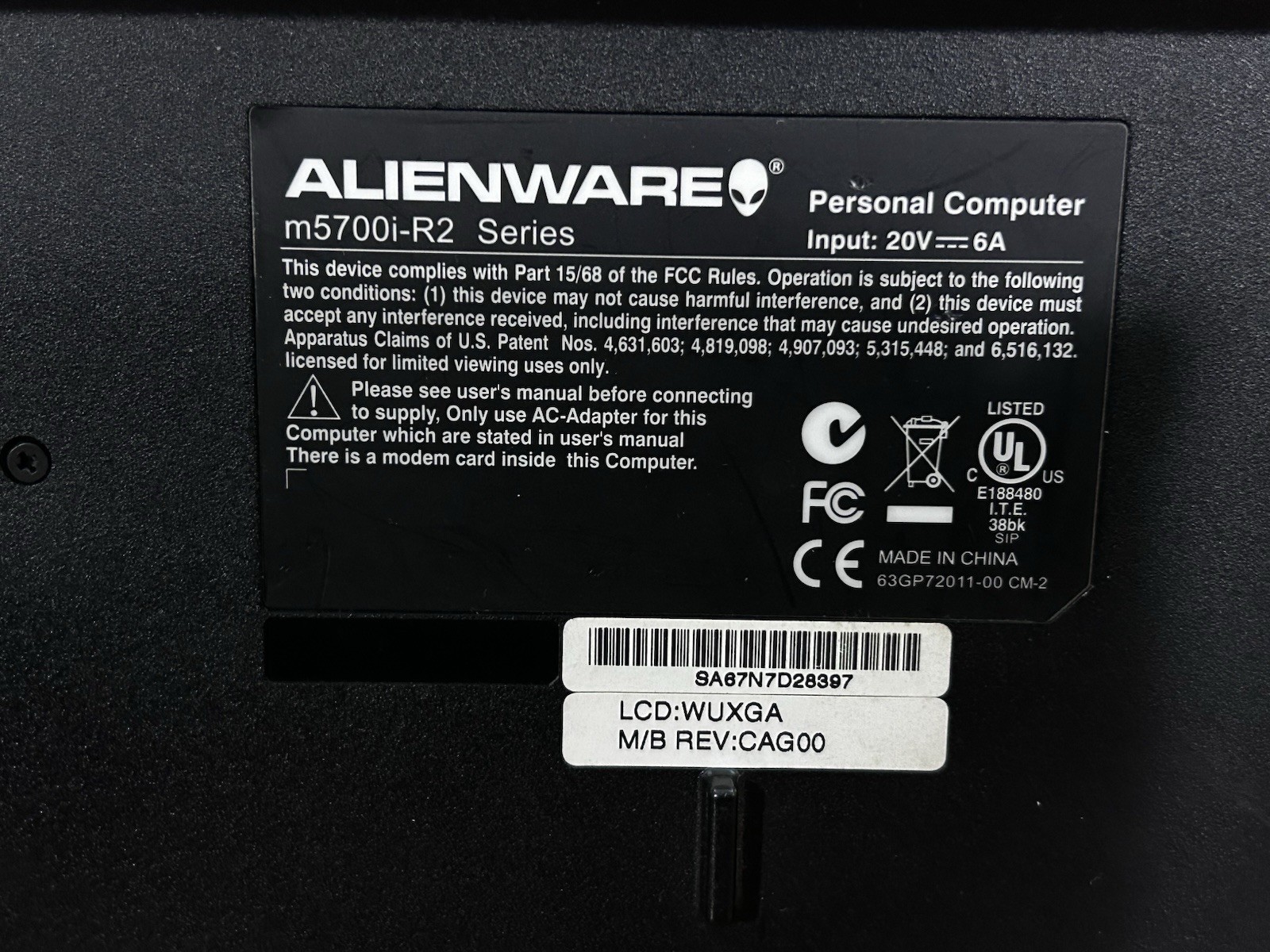Alienware Area-51 M5700i-R2 Core2 T7200 4GB 2 HDD Backpack Includes