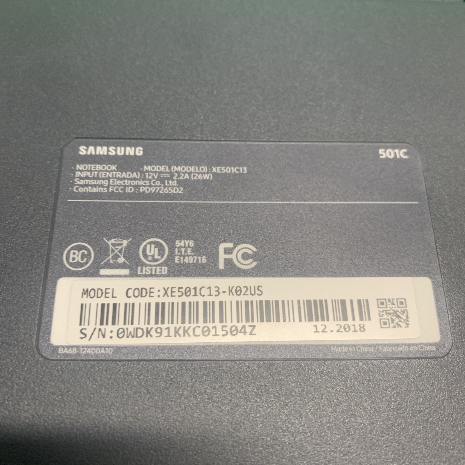 Samsung Chromebook 3 Model XE501C13-K02US Tested Works