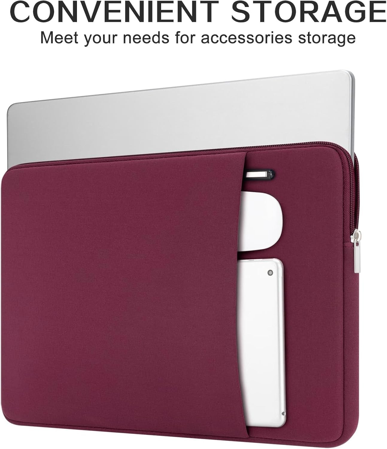 15.6 Inch Laptop Sleeve Protective Case Soft Carrying Zipper Bag Cover Red