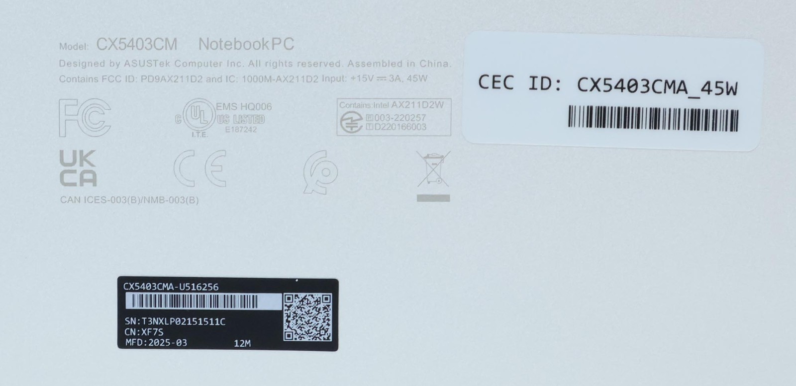 Asus Expertbook CX5403CM Chromebook Plus Core Ultra 5 115U 16GB 256GB 14″