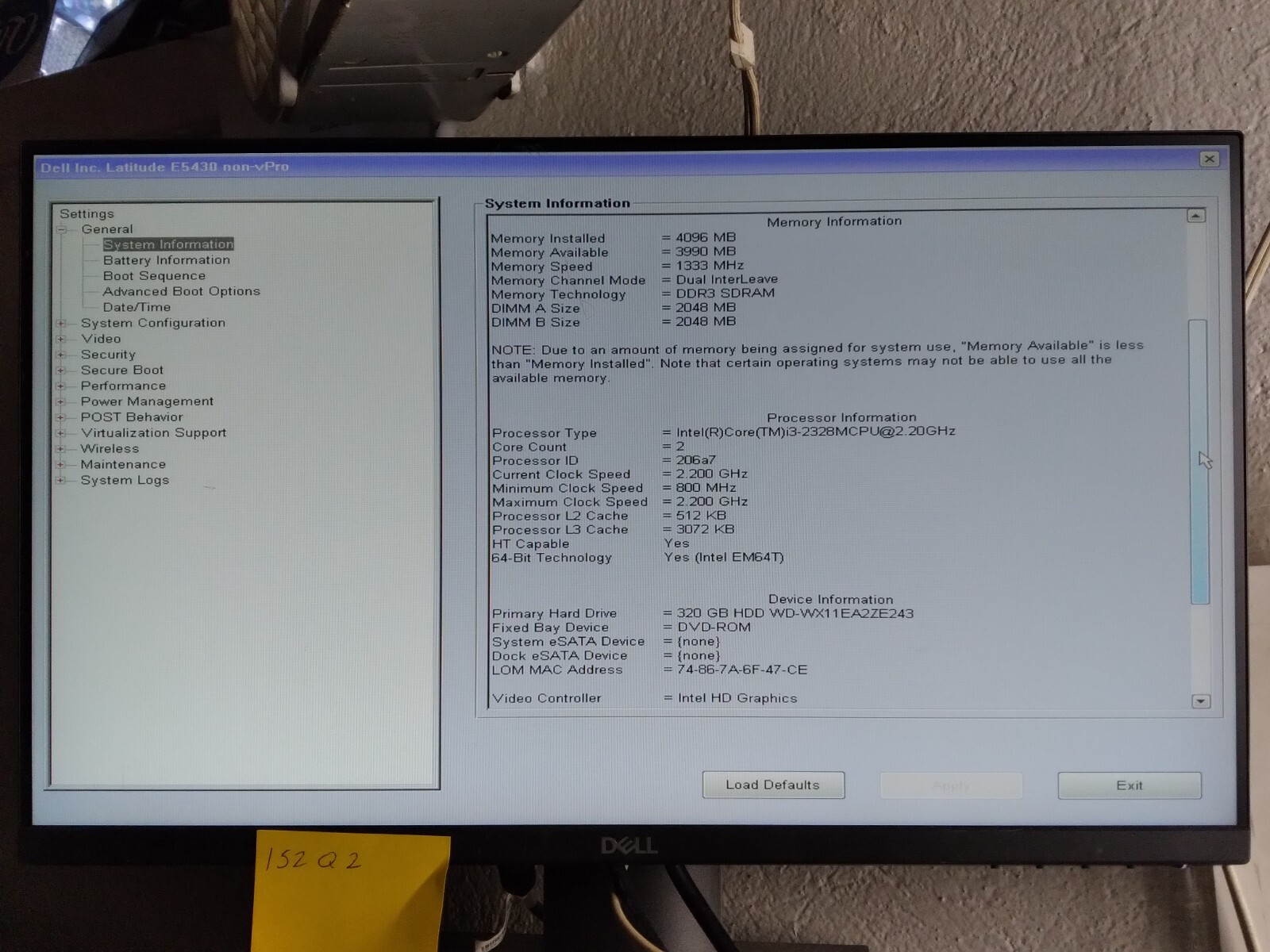 Dell Latitude 5430 w/i3-2328M, 4GB RAM, 320GB HDD, 14″ Laptop for Parts/Repair