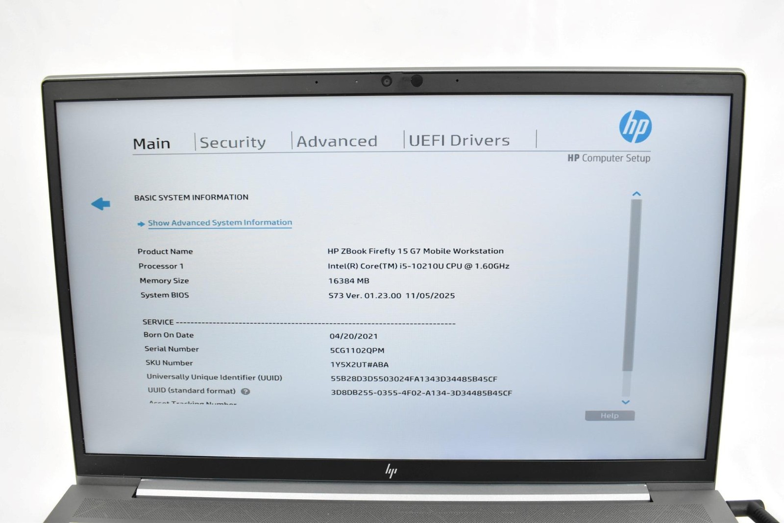 HP Z Book Firefly 15 G7 i5-10210U 1.6GHz 16GB 256GB SSD 15.6″ No OS *See Detail*