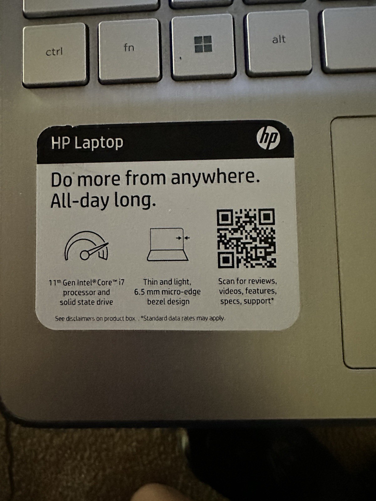 HP Laptop 17.3in Silver Intel Core i7 11th Gen SSD Windows 11
