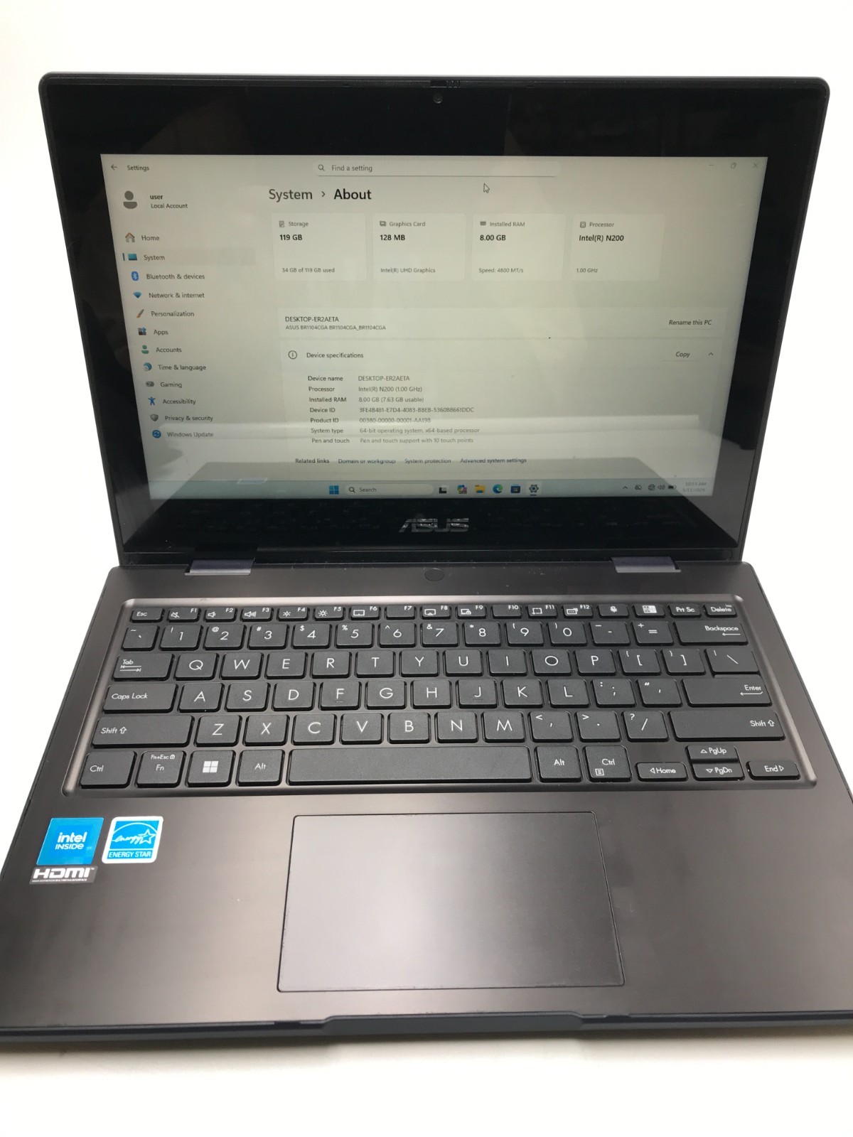 Asus Expertbook BR1104CG |8GB RAM 128GB SSD| W11P Education(L-8)