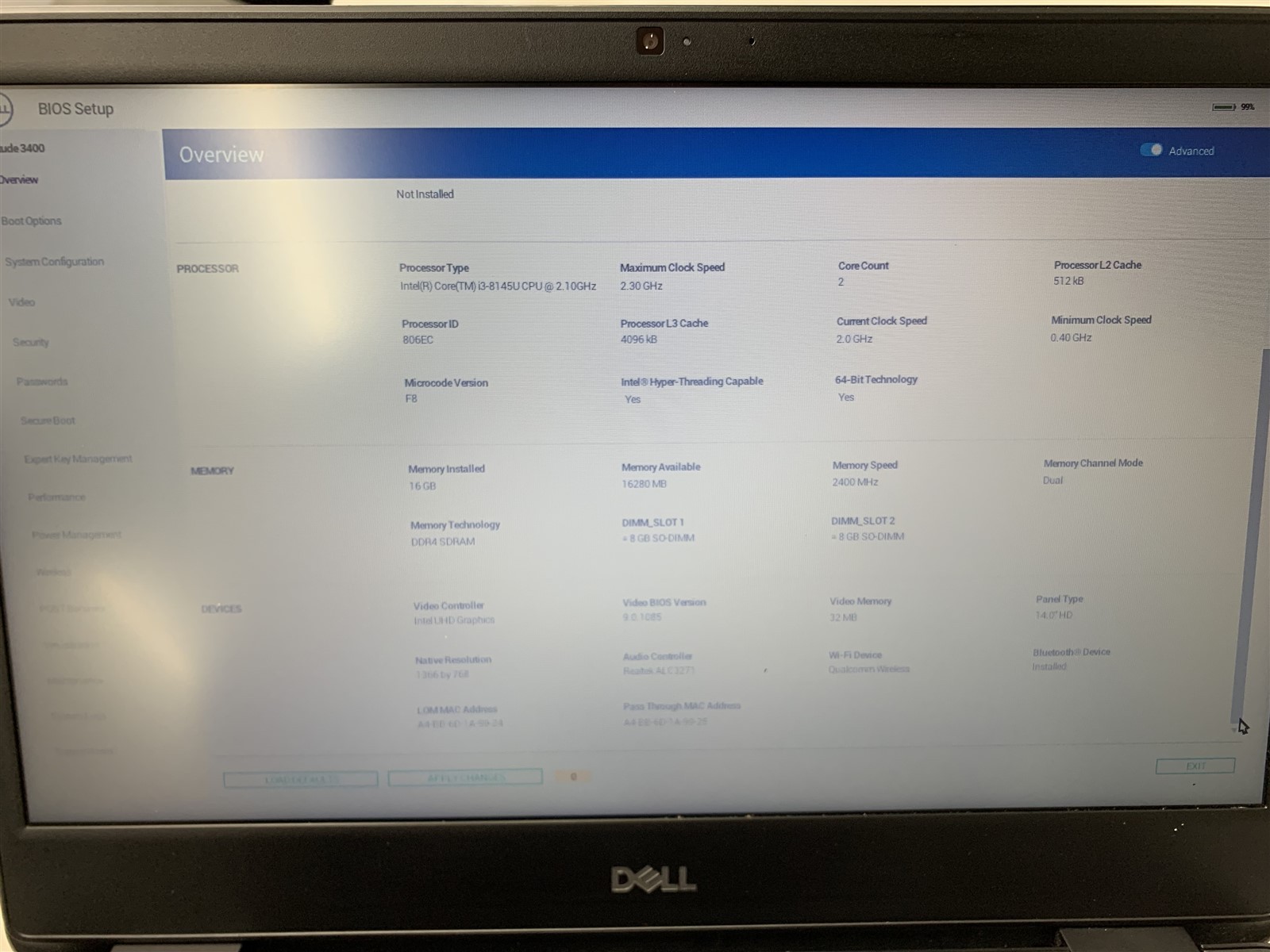 Dell Latitude 3400 Intel i3 8145U 2.10GHz 16GB RAM 256GB M.2 SATA 14″ Laptop