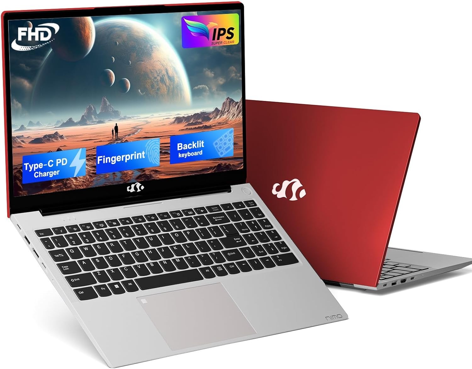 NIMO 15.6” FHD Laptop 8GB RAM 521GB SSD Intel Quad-Core N100 Backlit Keyboard