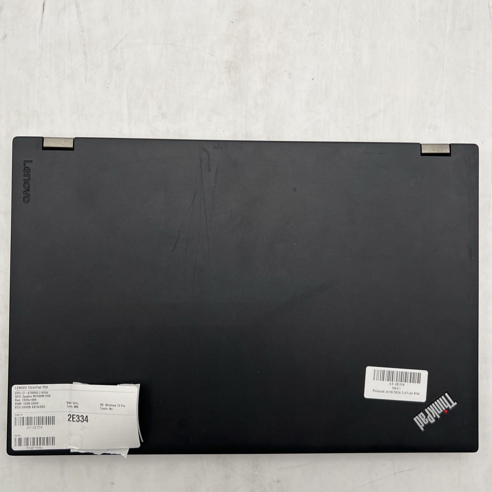 LENOVO ThinkPad P50 i7 6700HQ 2.6GHz 16GB RAM 500GB SATA/SSD Win10P