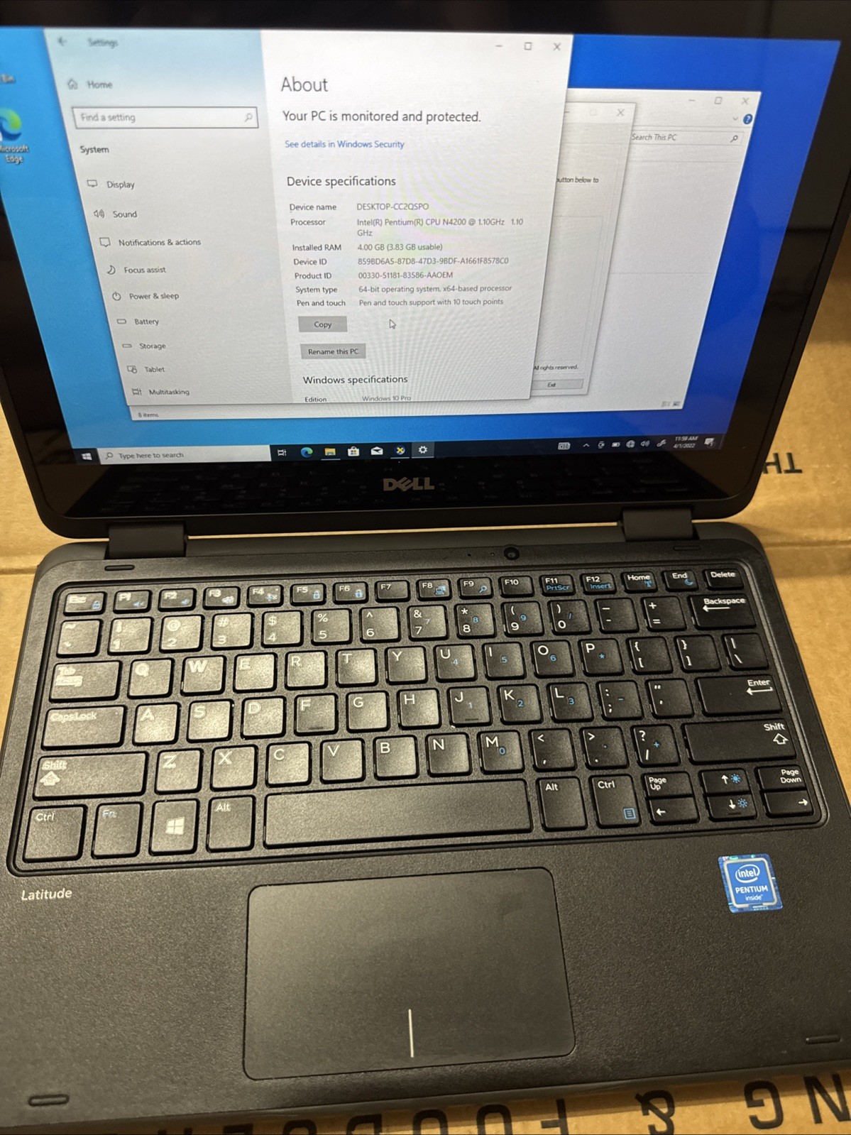 Dell 3189 11.6″ 2-in-1 Touch Laptop N4200 – 128GB – 4GB – Front Facing Camera