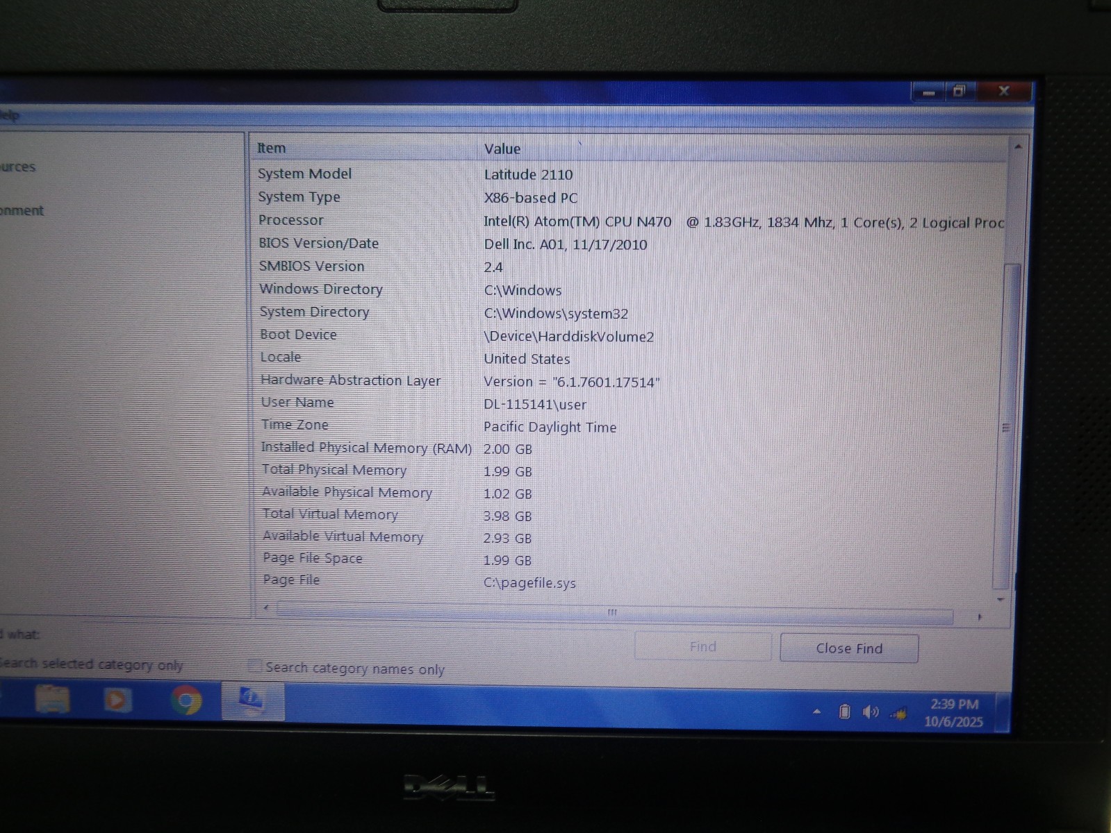Dell Latitude 2110 10.1″ Laptop Intel Atom N470 1.83GHz 2GB RAM Window 7 Pro