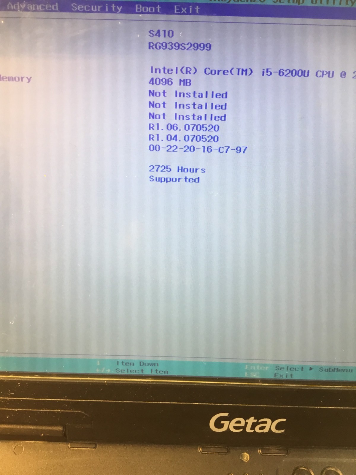 lots of 3.GETAC S410 Laptop i5-6200U.cpu @2.30 GHZ 4GB NO HDD