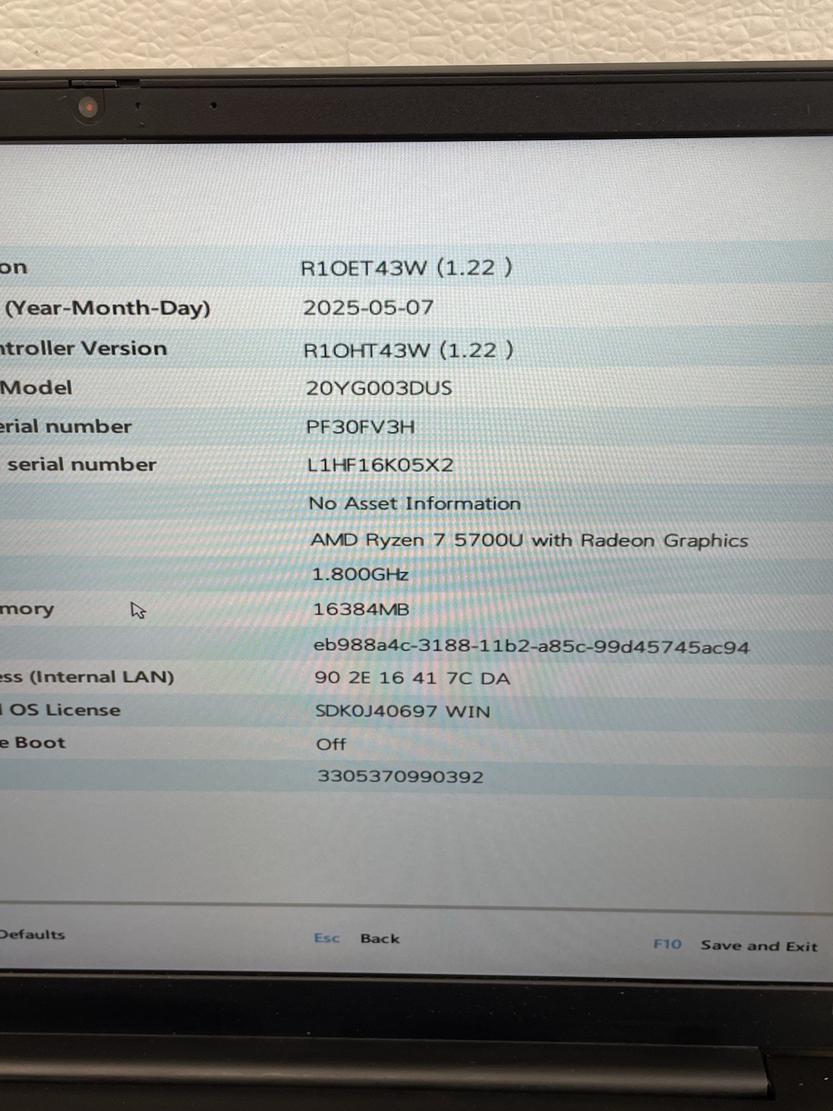 Lenovo ThinkPad E15 Gen 3 15″ RYZEN 7 5700U – 16GB RAM – No SSD/Locked BIOS