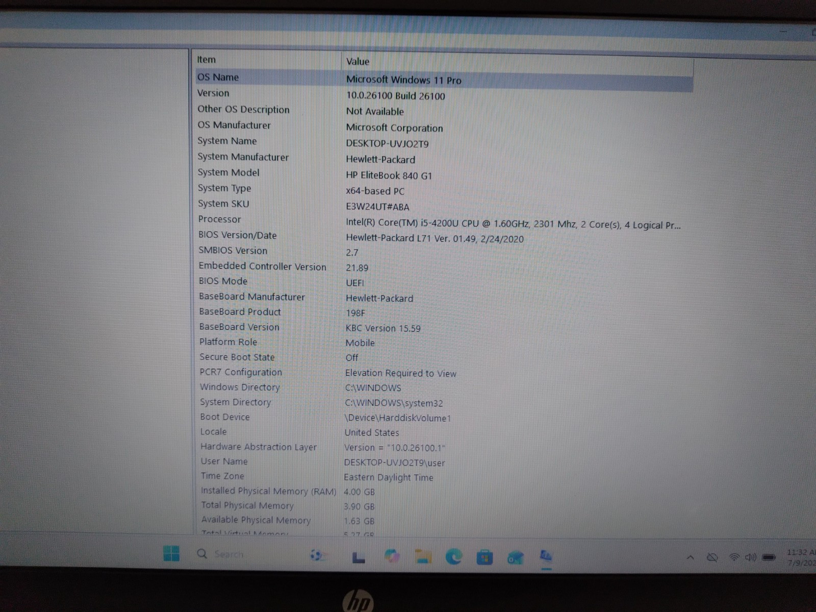 HP Elitebook 840 G1 14″ Laptop Core i5 4200U @ 1.6GHz 4GB RAM 128GB SSD W11Pro