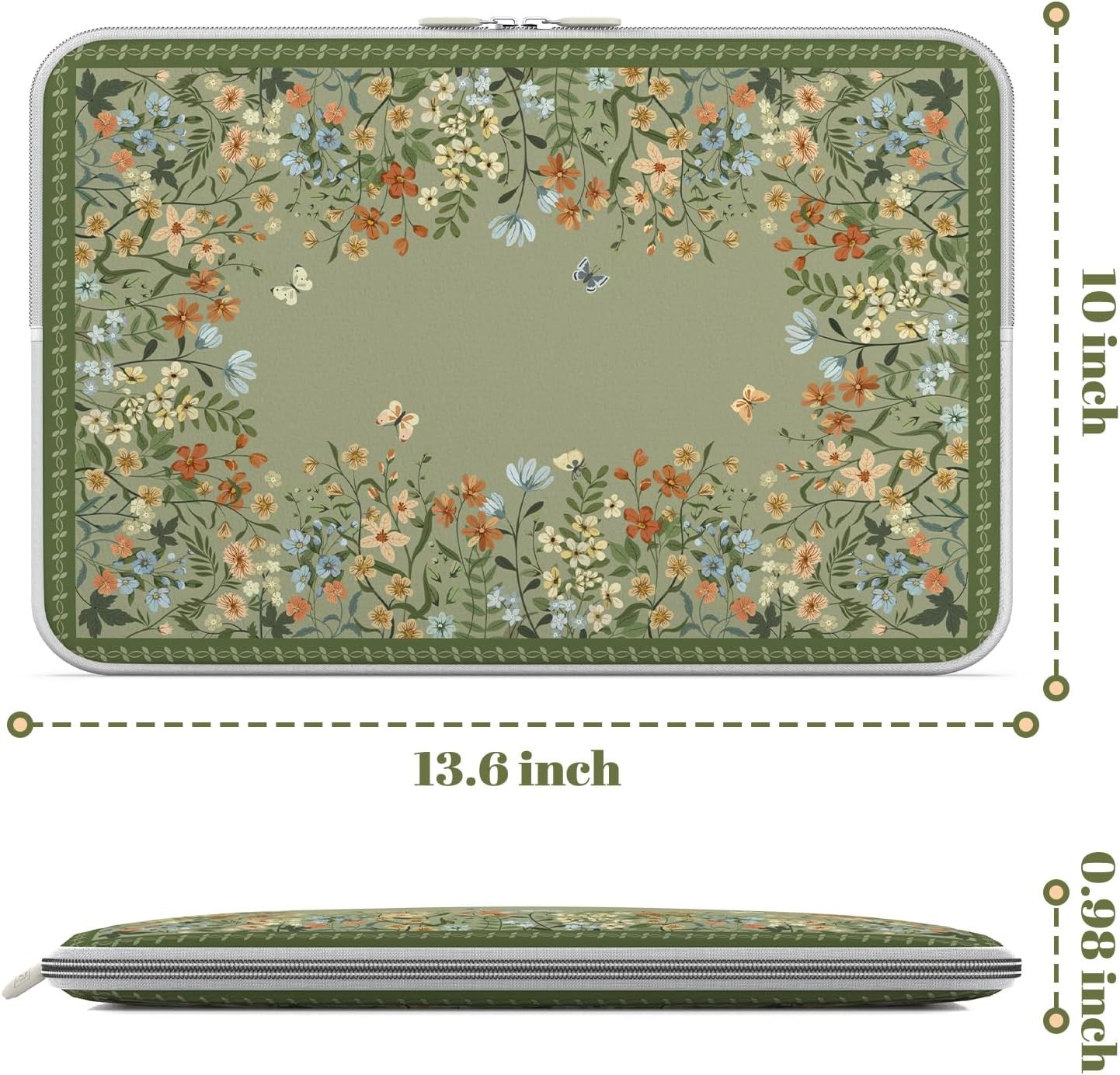 Waterproof Laptop Sleeve 13-13.6 inch with Stylish Floral Design for Girls