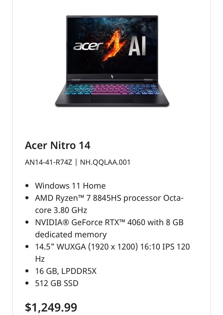 Acer Nitro 14 AN14-41-R74Z